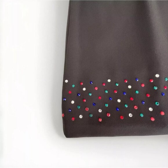 Calvin Klein Black 3/4 Sleeve Dress With Multi-Colored Embellishments size 8 new - Picture 7 of 11